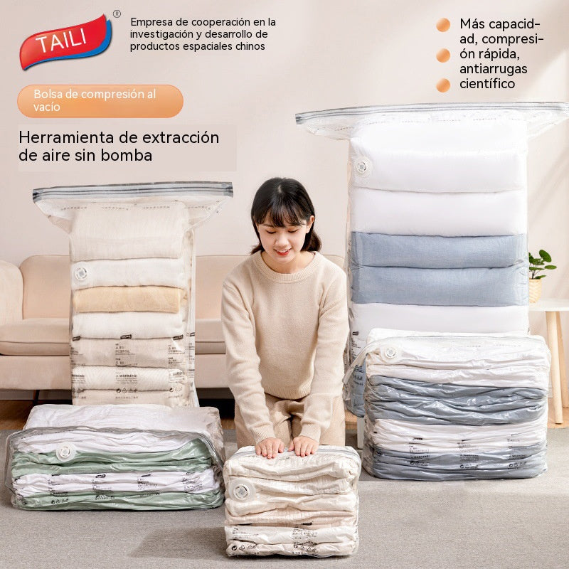 ✨(5 piezas)💨 Bolsa de almacenamiento al vacío grande y compresible: no requiere bomba, es a prueba de fugas e ideal para ahorrar espacio en maletas y en casa ✈️