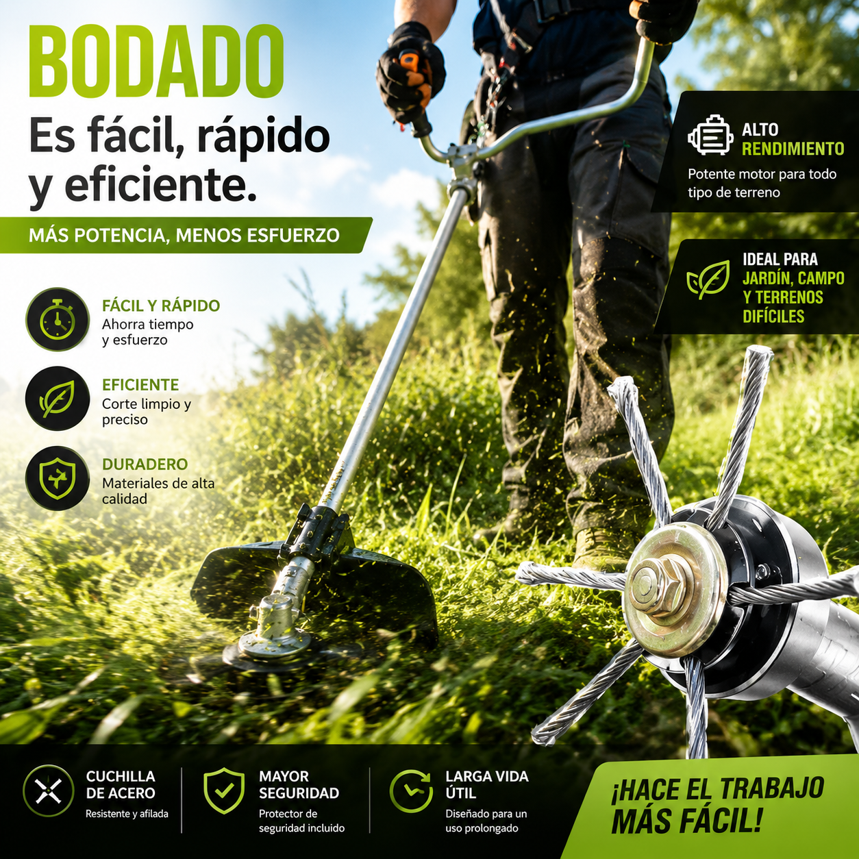 ⏰Oferta por tiempo limitado🔥 Cabezal de corte reemplazable para cortacésped/desbrozadora - cabezal de corte de acero para cortar césped 🌿✂️⚙️