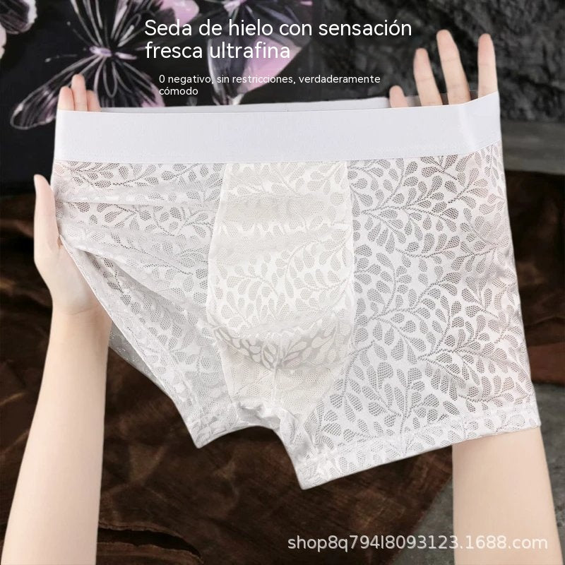 【L-4XL】Ropa interior de malla de seda helada para hombre, tallas grandes, transpirable.