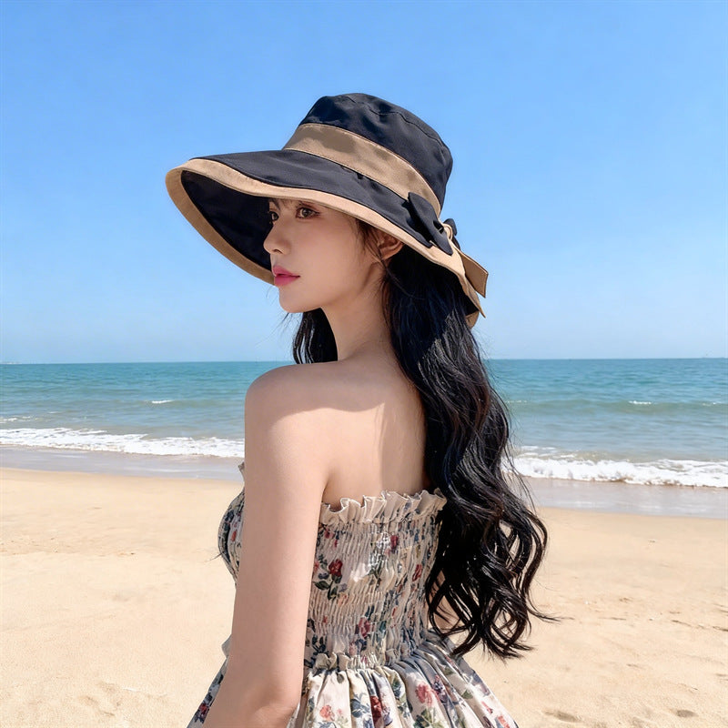 🌞📢 50% kedvezmény! 👒 Női széles karimájú napkalap masnival: Könnyű, lélegző és UV-védő 🌸