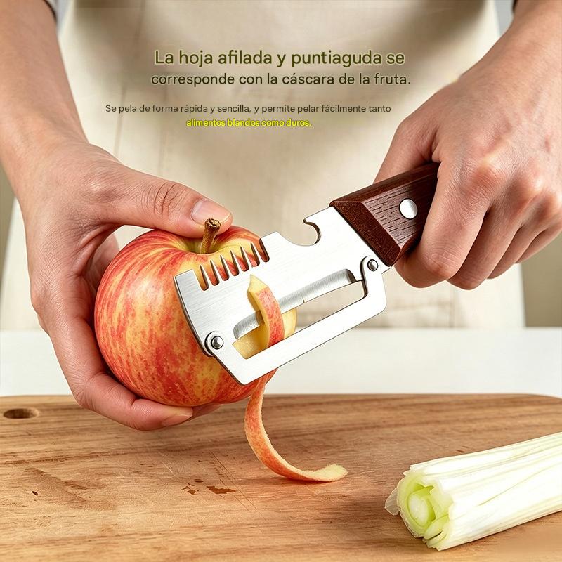 🔥Compre 1 y obtenga 1 gratis(2 piezas)🧅🔪 Pelador de cocina multifuncional 3 en 1: ¡Pela, pica verduras, corta carne y abre botellas! 🔥