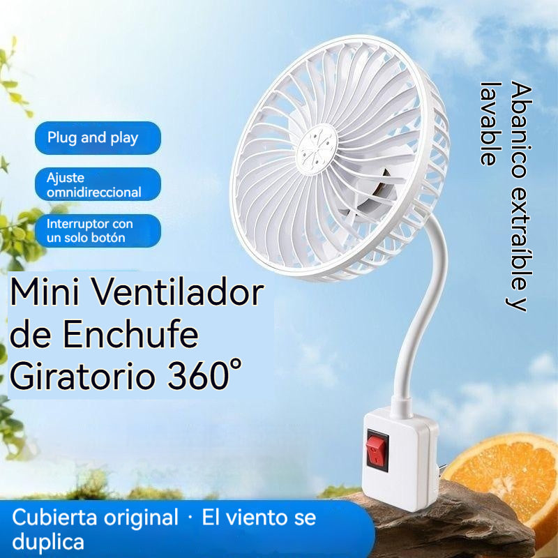 Compra 1 y recibe 1 gratis 🌟¡Dos por solo 26 euros!🔌💨 Mini Ventilador de Enchufe Giratorio 360° – Frescura Potente para Cocina, Baño, Dormitorio y Oficina