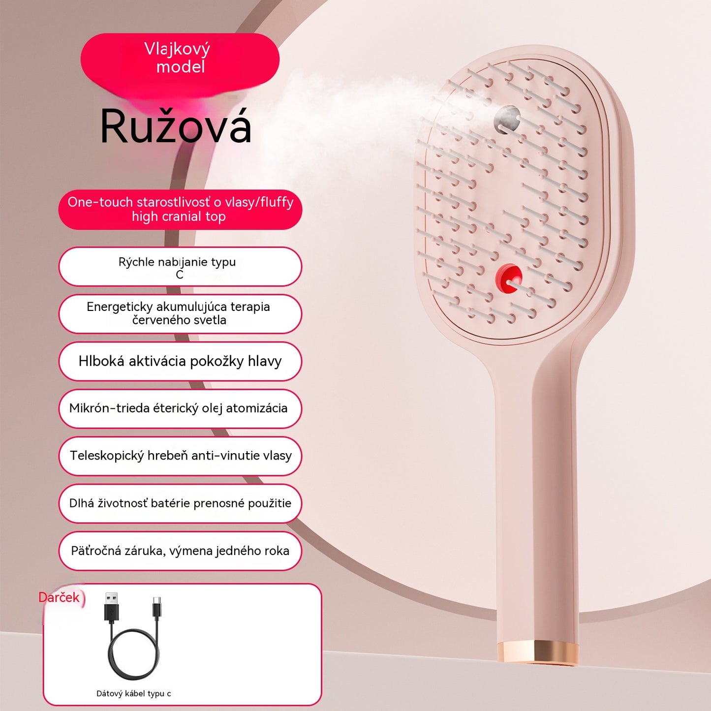 💖💨Fésű egygombos permetező funkcióval, amely hatékonyan megakadályozza a haj gubancolódását.