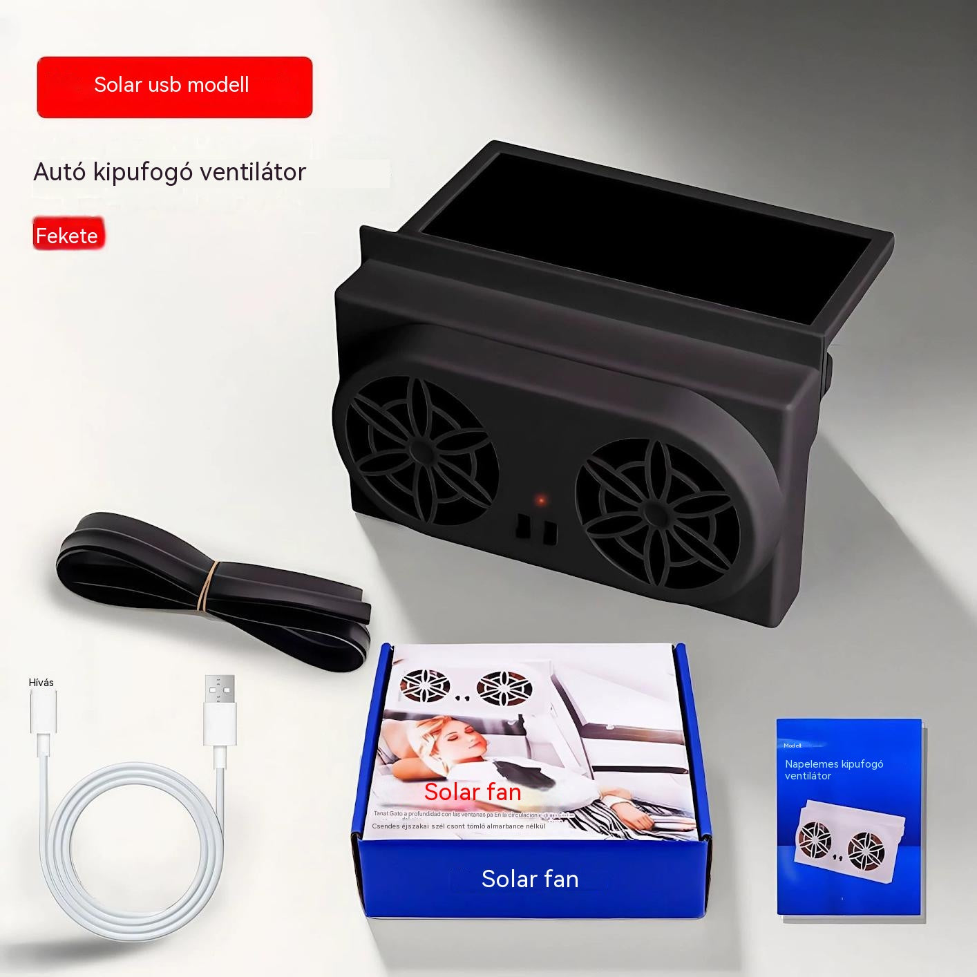 50% KEDVEZMÉNY🌀Napenergiás autós ventilátor
