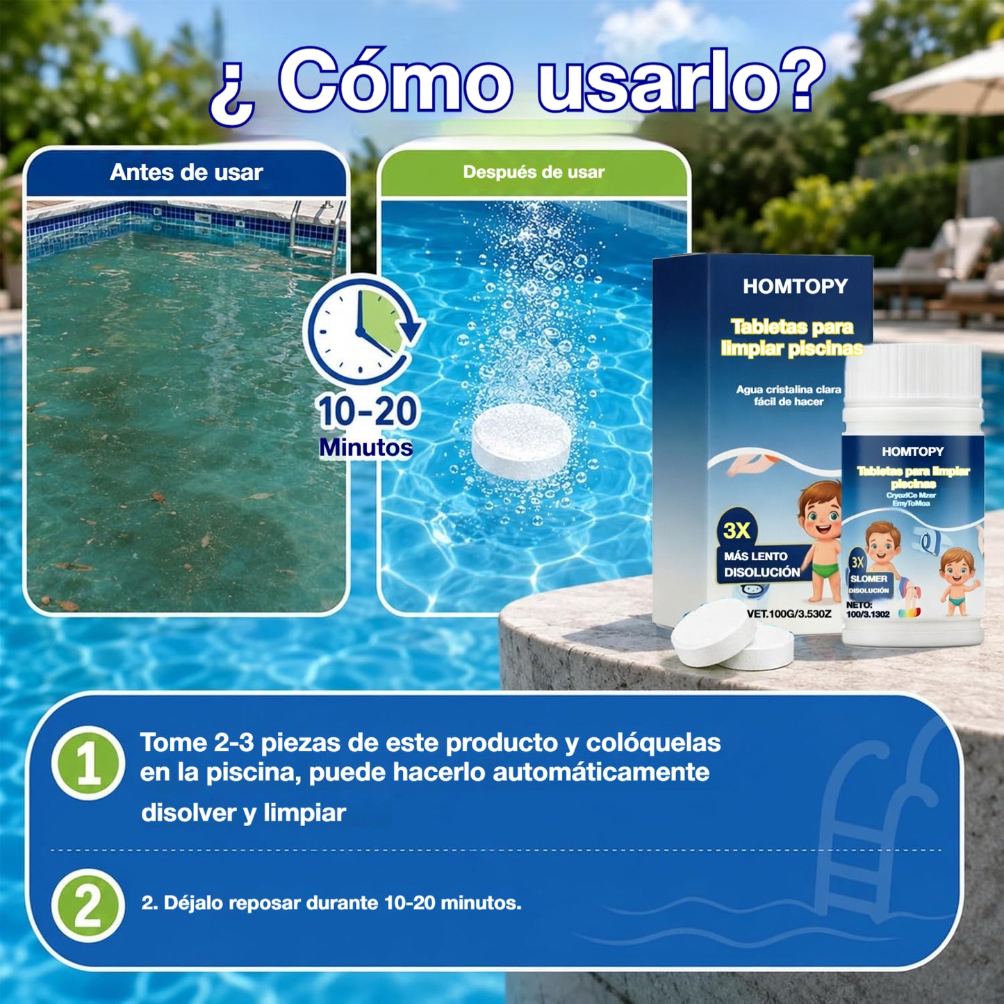 🔥Compre 1 y obtenga 1 gratis(2 botella)Pastillas efervescentes para la limpieza de piscinas