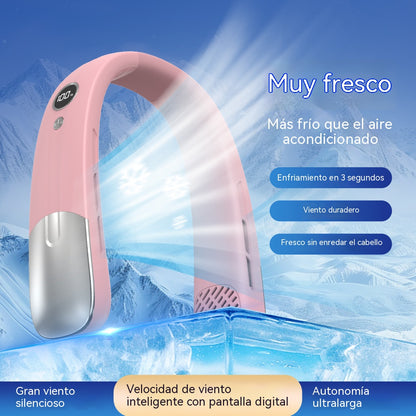 💨【Versión actualizada】 Ventilador de aire acondicionado con cuello – Extremadamente silencioso, portátil y giratorio 360° – Ideal para el verano 🌞