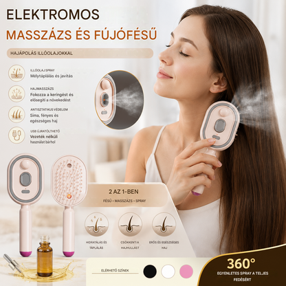 📢📢Különleges ajánlat!! ⏰Elektromos masszázsfésű légzsákos spray-vel és illóolajjal, hajfésű tápláláshoz és permetezéshez✨🔥