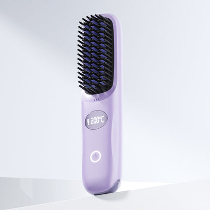 Cepillo alisador de pelo inalámbrico con pantalla LED