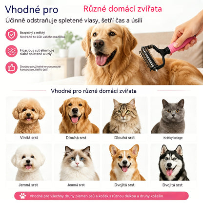 🐱🐕🐈 Multifunkční hřeben 3 v 1 pro rozčesávání zvířecích chlupů, hřeben pro odstraňování chlupů u psů a koček.