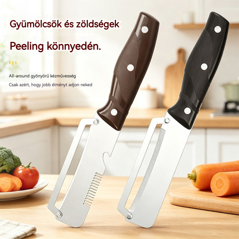 ✅【¡Compra 1 y llévate 1 gratis!】🧅🔪 Pelador de cocina multifuncional 3 en 1: ¡Pela, corta y abre tapones de botellas! 🔥