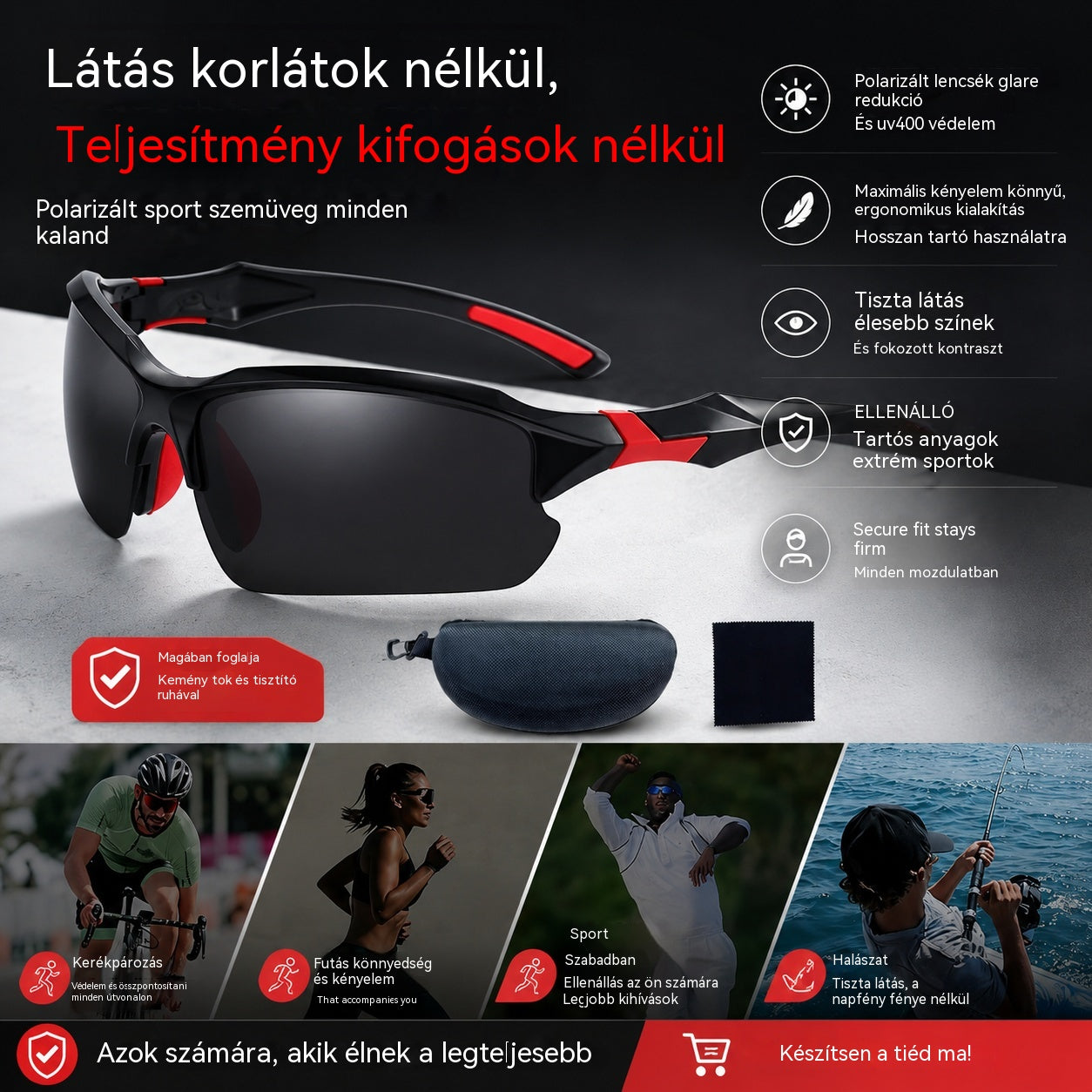 💥【Vásárolj egyet, kapsz egyet ingyen】🕶️Polarizált sport napszemüveg körbefutó aerodinamikus kialakítással