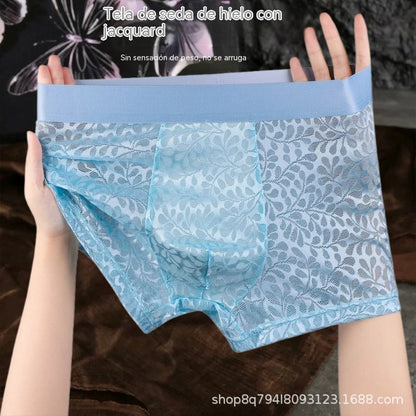 【L-4XL】Ropa interior de malla de seda helada para hombre, tallas grandes, transpirable.