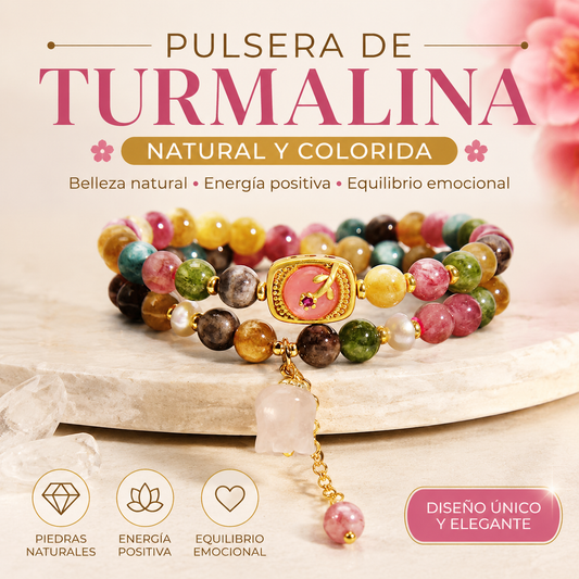 🌸✨Pulsera de turmalina natural colorida