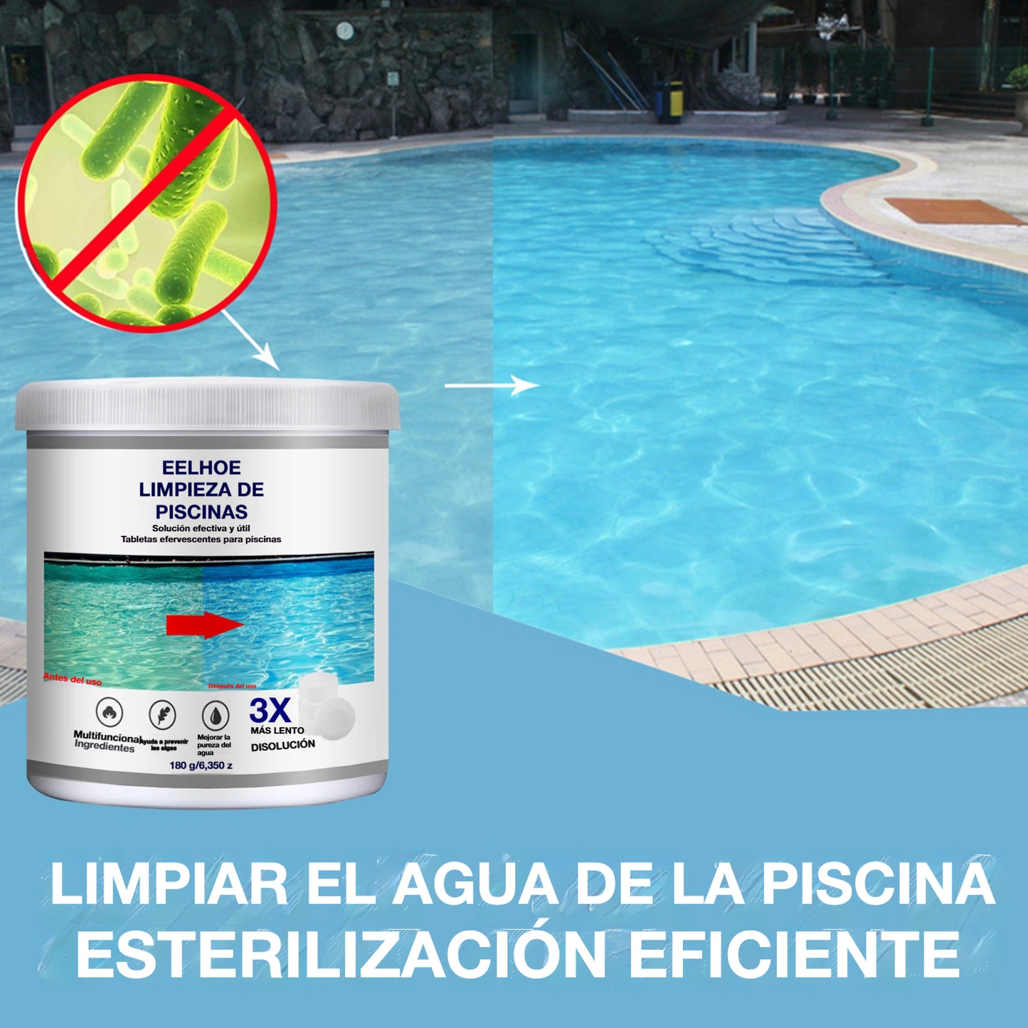 🔥Compre 1 y obtenga 1 gratis（2 botella）Pastillas efervescentes para la limpieza de piscinas