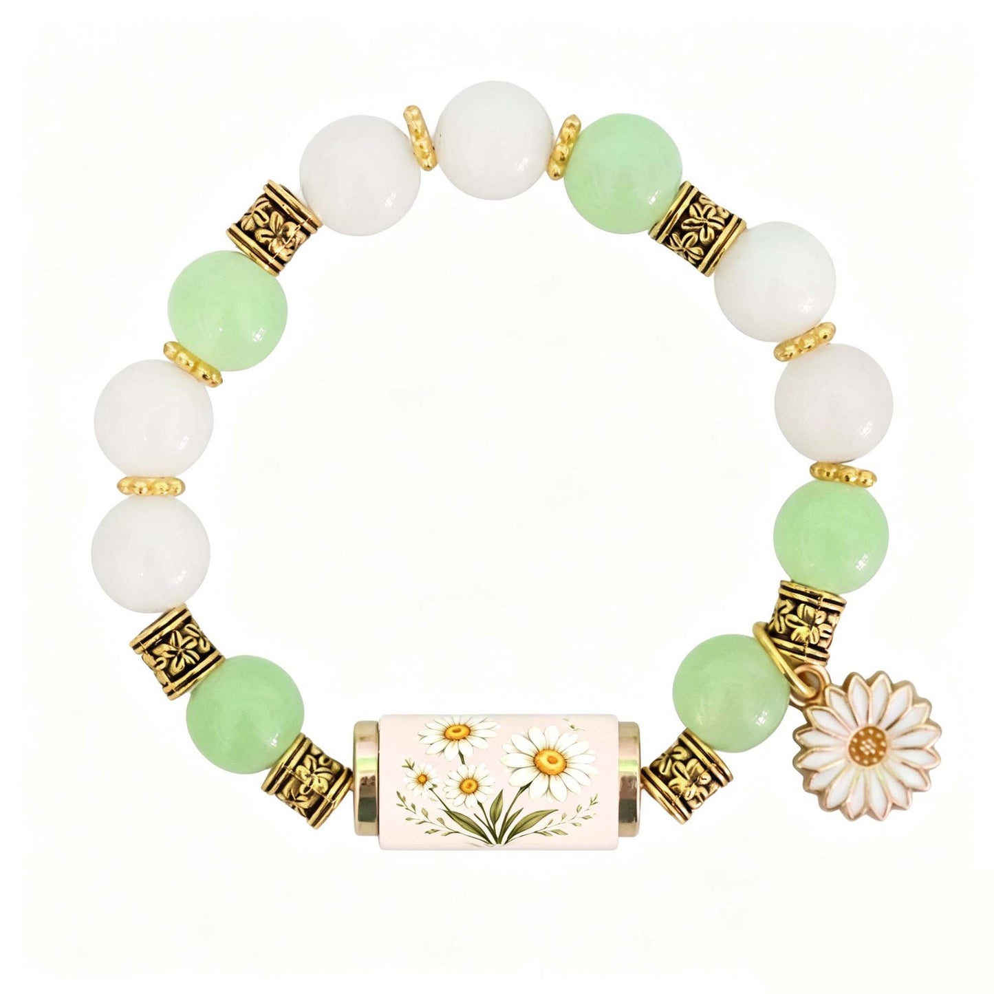 🔥【Compra 1 y llévate 1 gratis】🎁✨Pulsera de flores de cumpleaños de diciembre con colgante de rosa en forma de gota de aceite de aleación y pulsera de calcedonia🌸