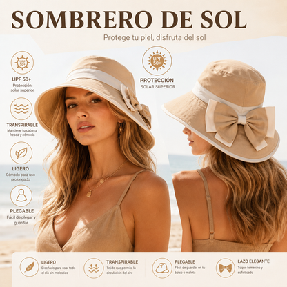🌞📢 50% kedvezmény! 👒 Női széles karimájú napkalap masnival: Könnyű, lélegző és UV-védő 🌸