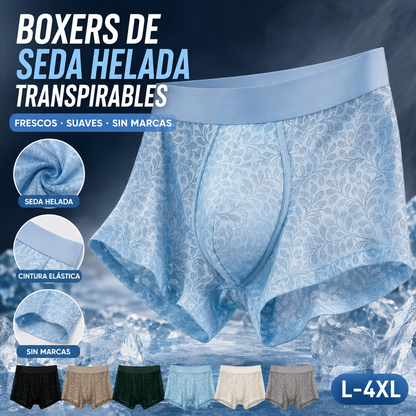 【L-4XL】Ropa interior de malla de seda helada para hombre, tallas grandes, transpirable.
