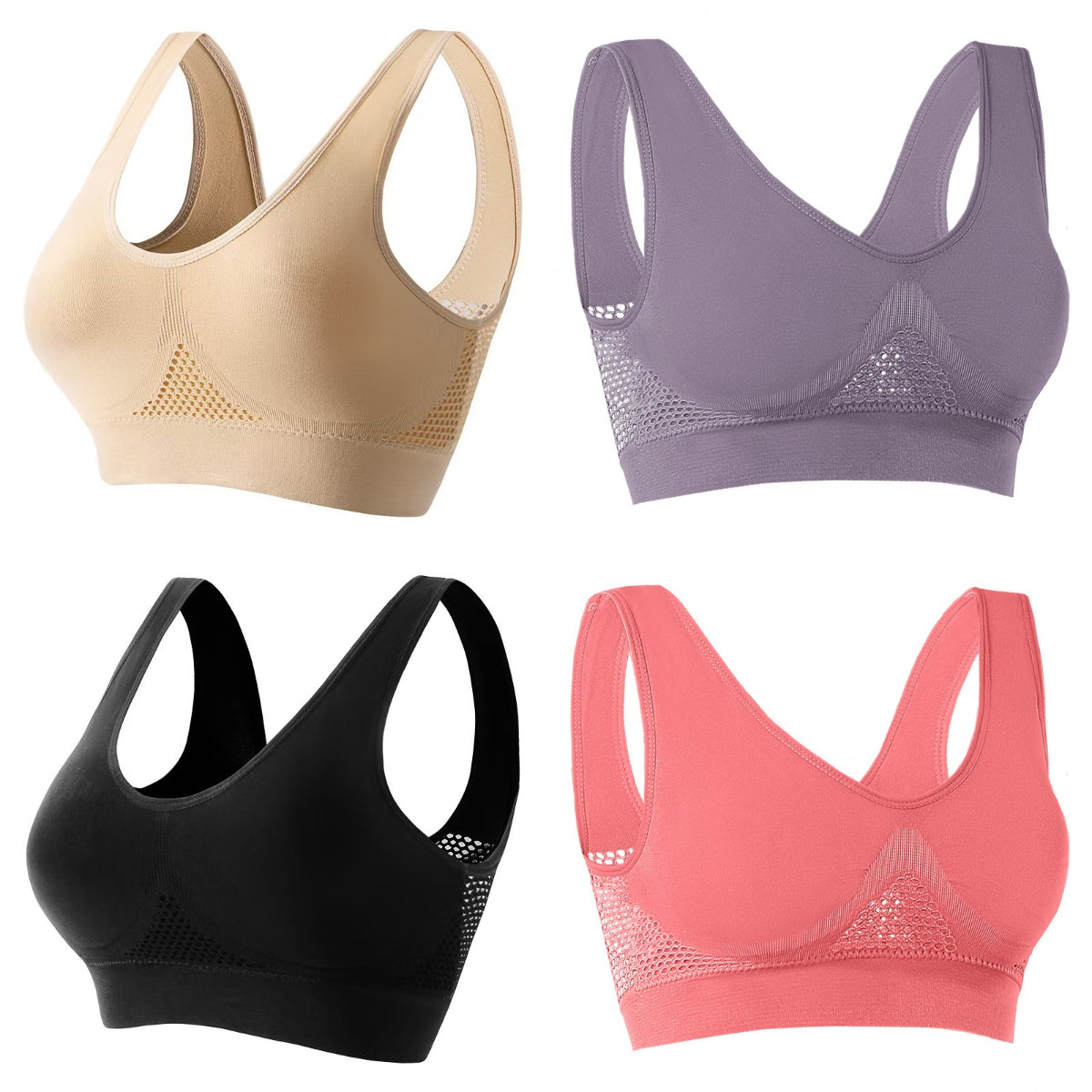 🔥【30% OFF】🎉🌈【Paquete de 4】【40-120 kg】Sujetador nuevo, suave y cómodo, talla grande, transpirable y fresco ✨❤️✅Pago contra entrega
