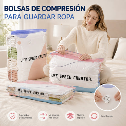 👕📦【5 piezas 25 euros】Bolsas de compresión para guardar ropa, no requieren vacío, diseño reforzado.