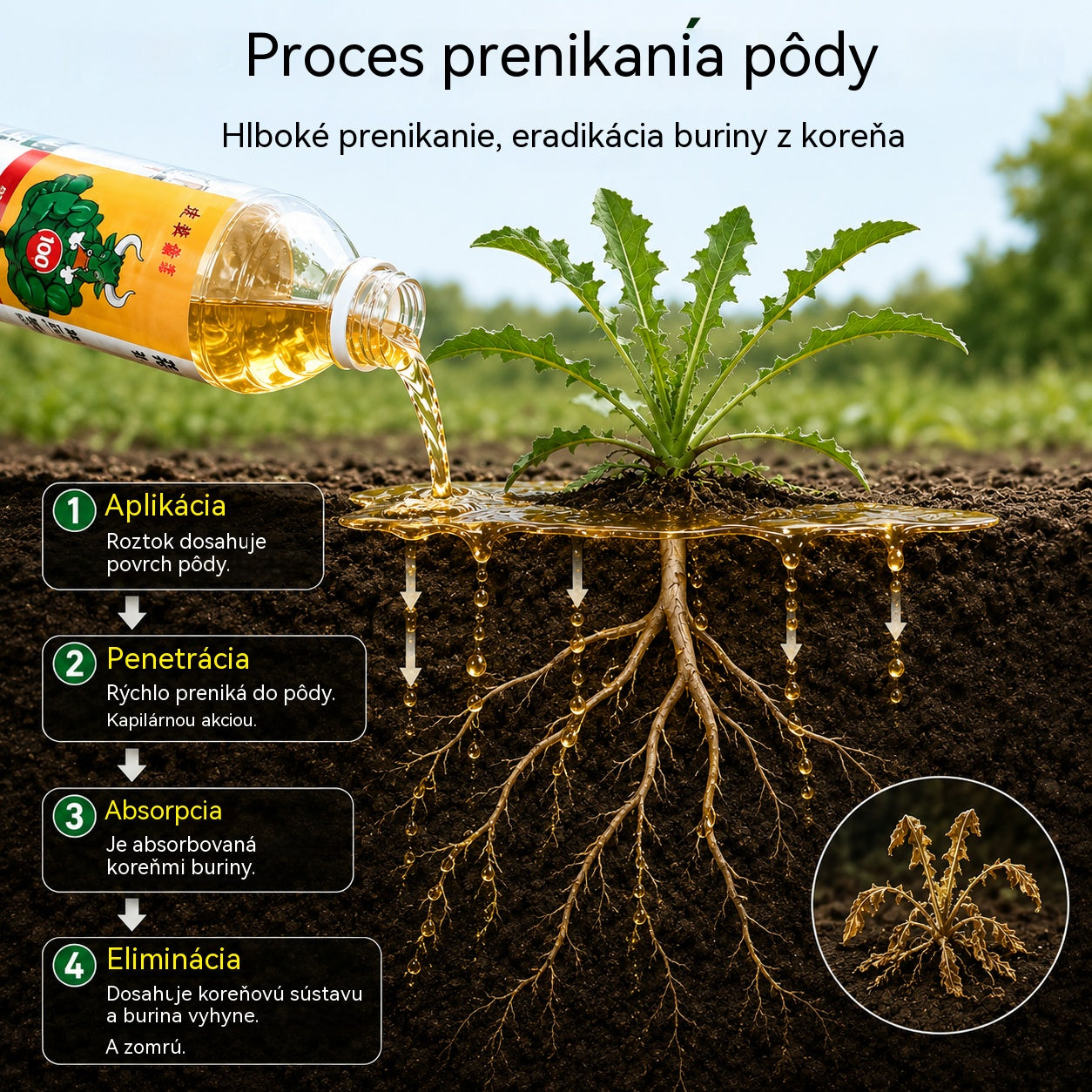 ✅ Herbicíd a prostriedok na prevenciu hniloby koreňov👉【100 ml tekutiny sa zriedi v 15–20 l vody】💡