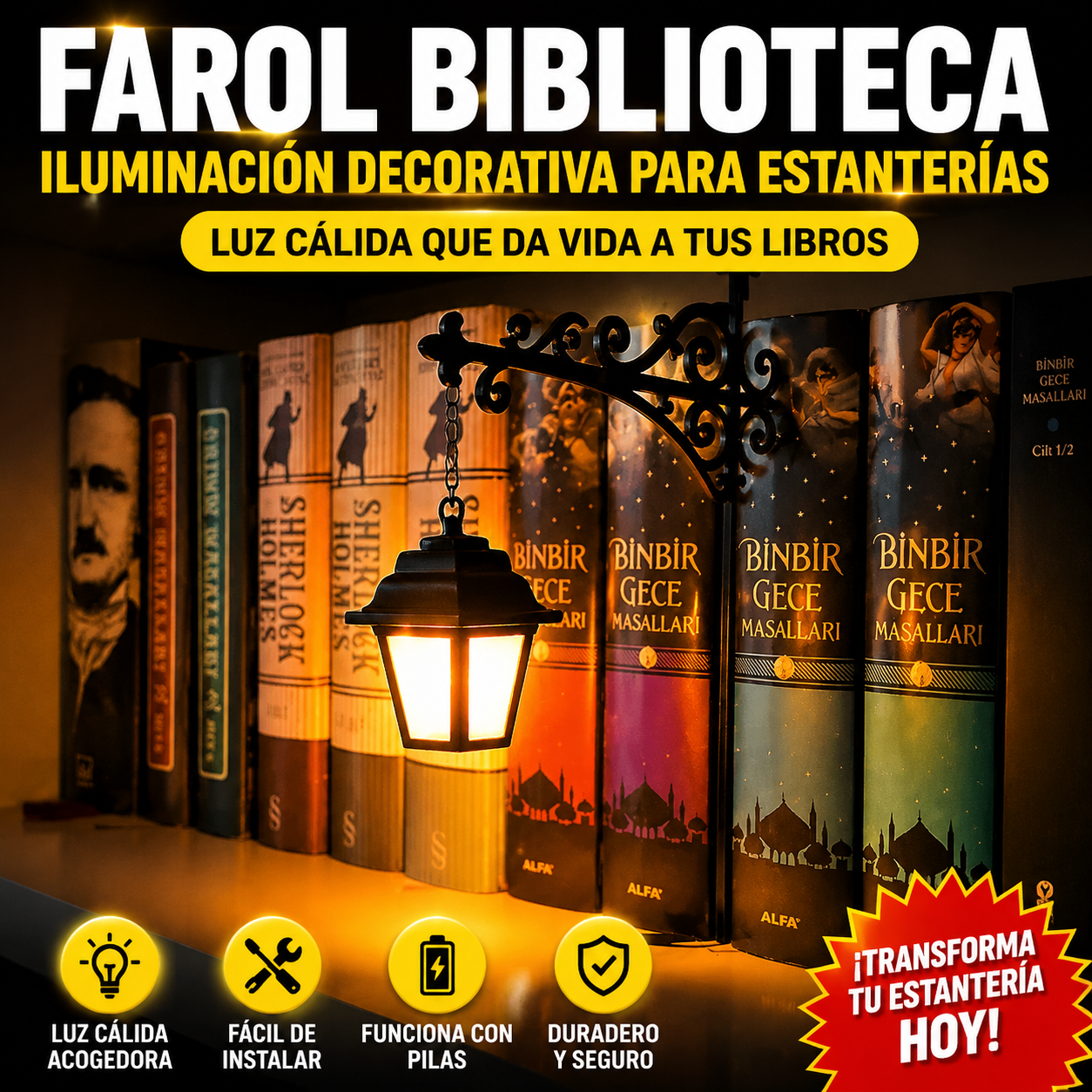 📚💡Iluminación decorativa para estanterías: farolillos para biblioteca✨