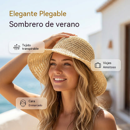 ☀️🎀Elegante sombrero francés con lazo: protección solar y sombra.