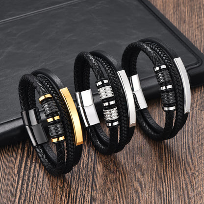 🔥【Compra 1 y llévate 1 gratis】🖤Pulsera de cuero para hombre, nueva, con cordón trenzado, elegante accesorio de acero de titanio y cierre magnético.
