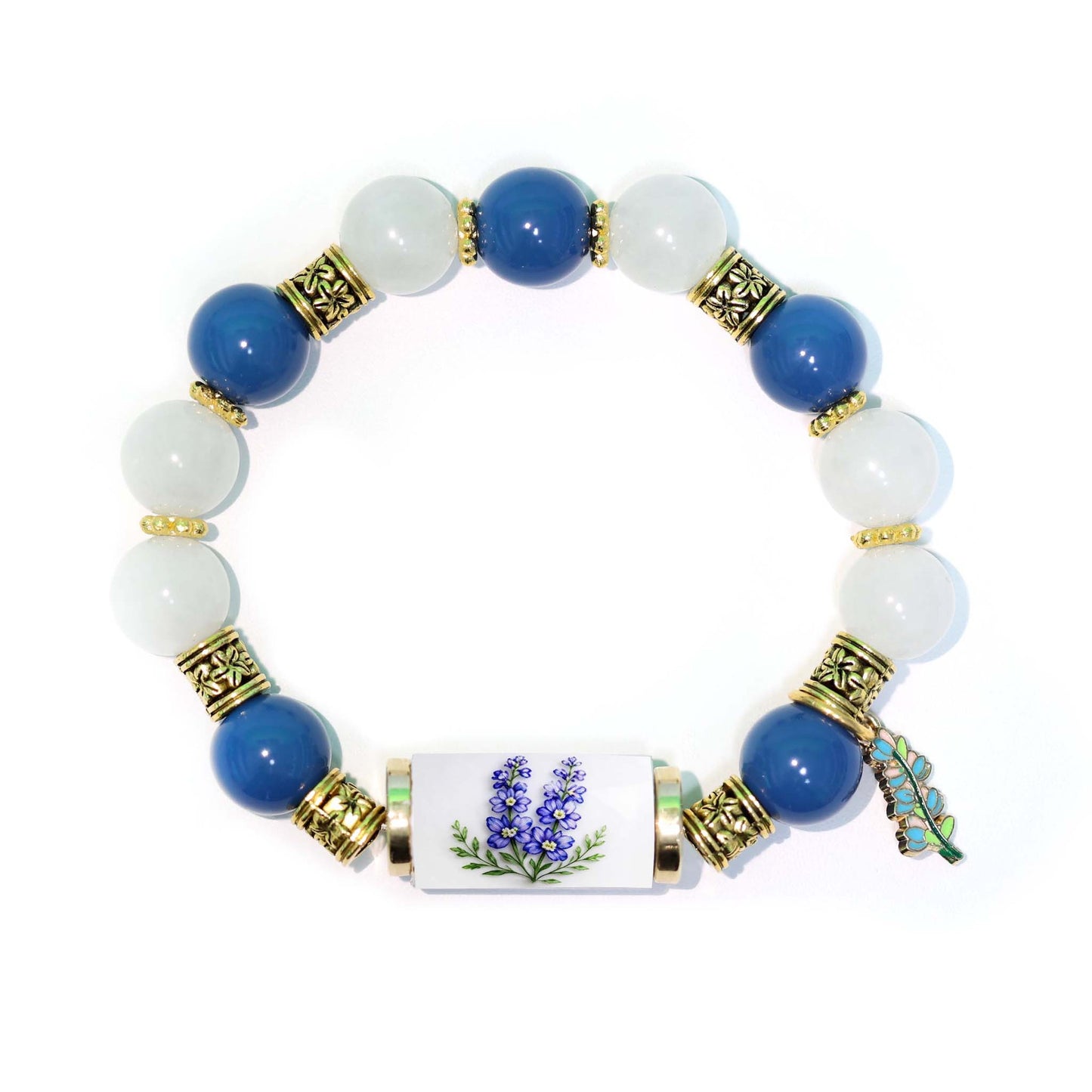 🔥【Compra 1 y llévate 1 gratis】🎁✨Pulsera de flores de cumpleaños de diciembre con colgante de rosa en forma de gota de aceite de aleación y pulsera de calcedonia🌸