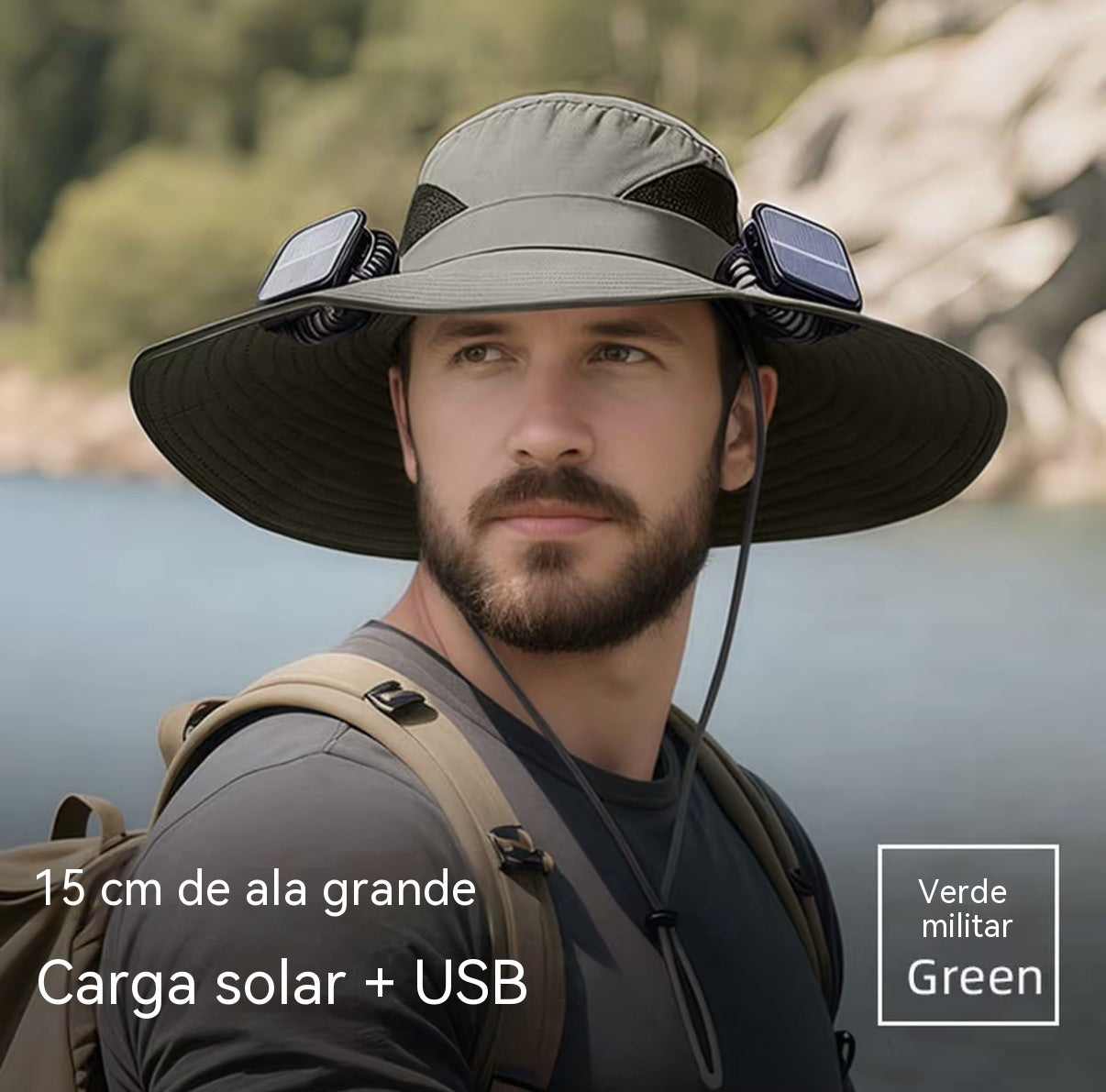 🍃Sombrero para exteriores de larga duración con doble ventilador y alimentación dual (solar y USB)