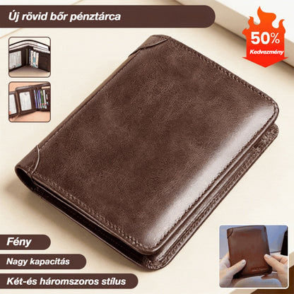 👝✨ Új férfi pénztárca valódi bőrből, lopásgátlóval