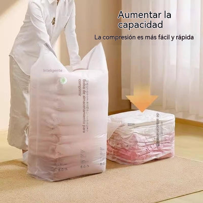 🧳【Juego de 5 piezas】💨 Bolsa de almacenamiento al vacío grande y compresible: no requiere bomba, es a prueba de fugas e ideal para ahorrar espacio en maletas y en casa ✈️