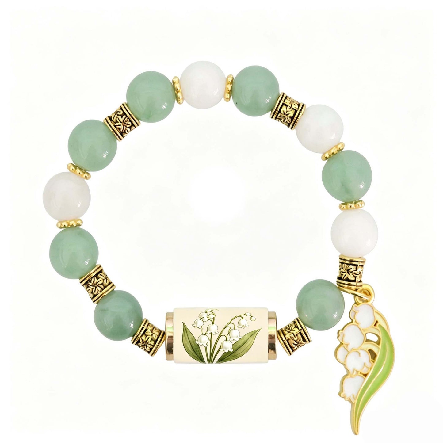 🔥【Compra 1 y llévate 1 gratis】🎁✨Pulsera de flores de cumpleaños de diciembre con colgante de rosa en forma de gota de aceite de aleación y pulsera de calcedonia🌸