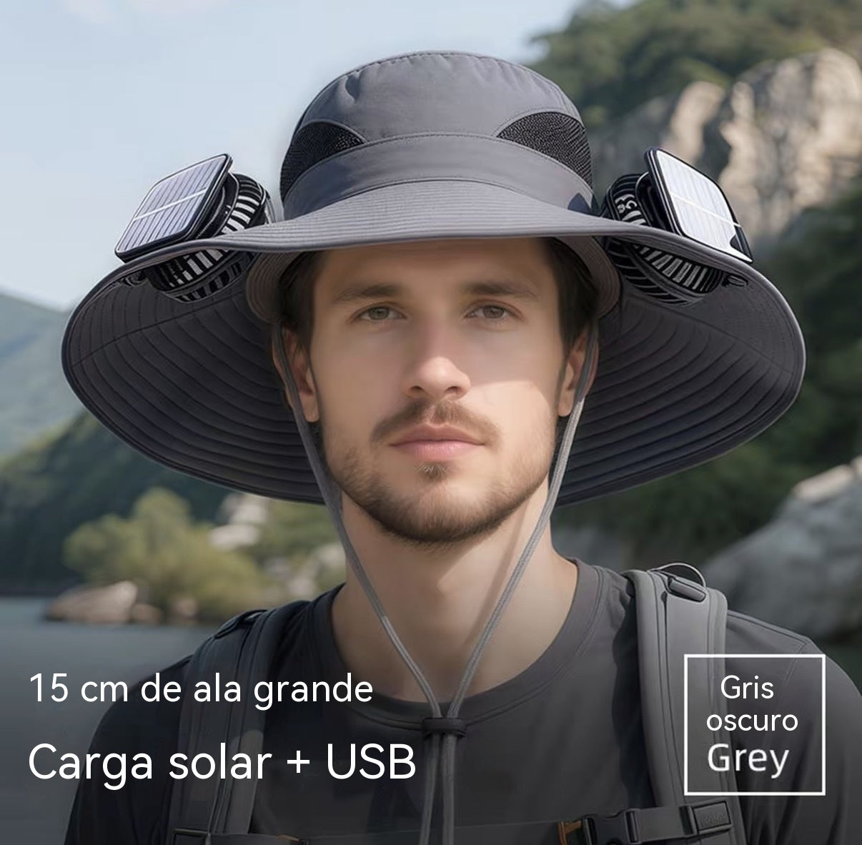 🍃Sombrero para exteriores de larga duración con doble ventilador y alimentación dual (solar y USB)