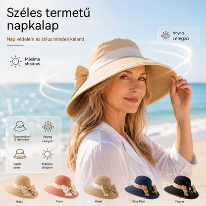 🌞📢 50% kedvezmény! 👒 Női széles karimájú napkalap masnival: Könnyű, lélegző és UV-védő 🌸