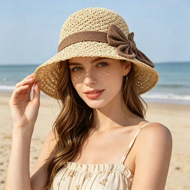 ☀️🎀Eleganten francoski klobuk s pentljo: zaščita pred soncem in senca.