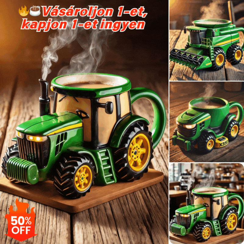 🔥☕Retro kávéscsésze mezőgazdasági traktor formájában