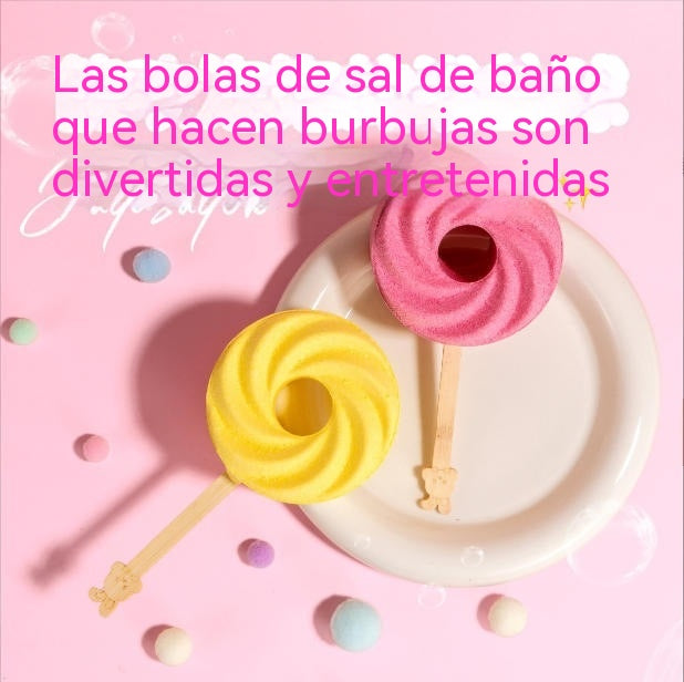 2 PIEZAS🍭Bolas de baño reutilizables con forma de piruleta, coloridas bolas de burbujas para un baño divertido🍭
