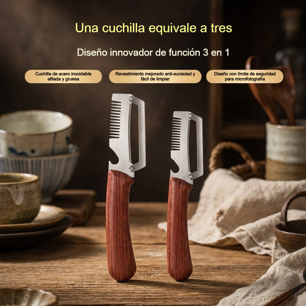 Compra 1, llévate 1 gratis Pelador de cocina multifuncional 3 en 1: ¡Pela, corta y abre botellas!