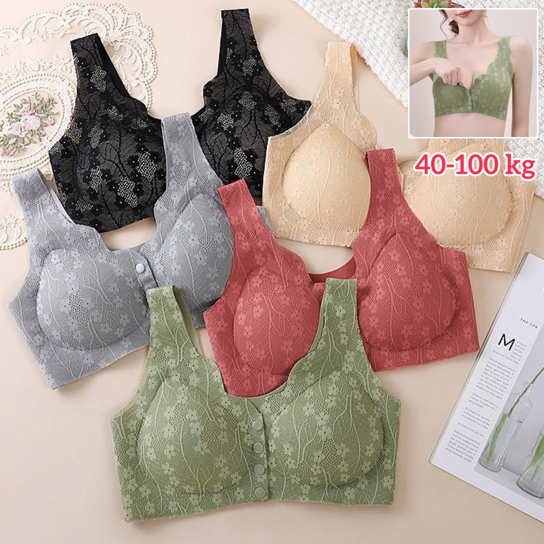 😍【Compra 1 y llévate 1 gratis】❤️【40-100 kg】2026 Nuevo sujetador de cierre frontal sin aros para mujer, tirantes sin costuras, push-up y antiflacidez