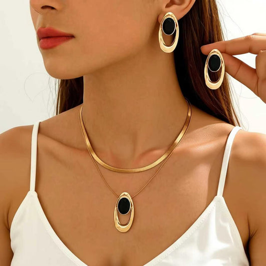 💖🔥【Pendientes + Collar】✨Conjunto de joyas de estilo bohemio, creativo y único, de estilo minimalista.
