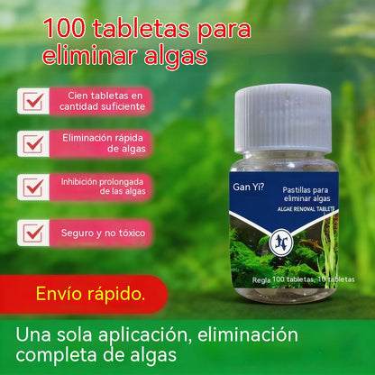 🔥【5 frascos - 500 tabletas】🐠🌿 Tabletas para el control de algas en acuarios: adecuadas para agua verde, algas negras, algas marrones, musgo y algas verdes.