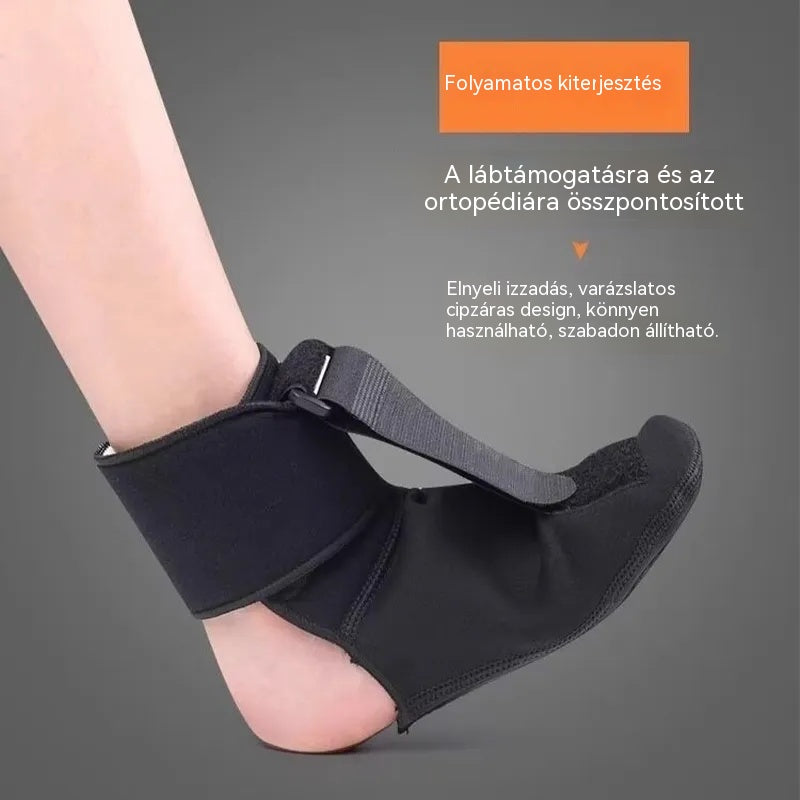 🔥【2 db】Lábszár- és talpi fasciitis ortézis – Állítható bokatámasz, Varus/Valgus korrekció, rugalmas szalag és csúszásgátló talp