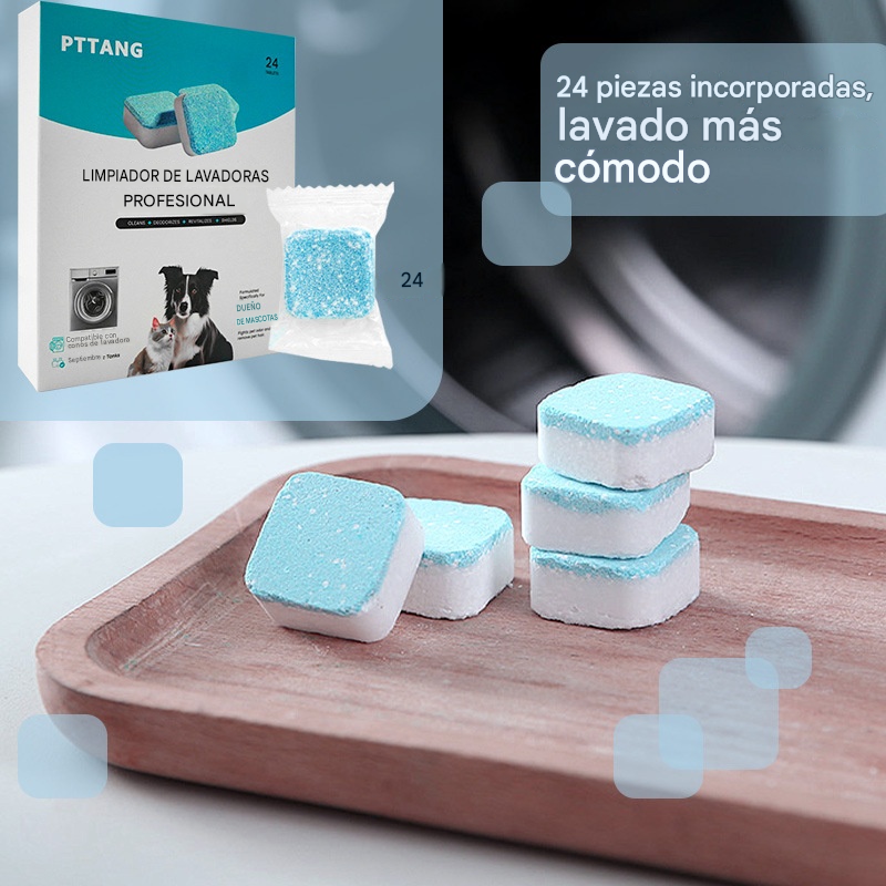 🔥【Producto más vendido】🔥【24 tabletas】💦Limpiador de tambor para lavadora, tabletas de limpieza adecuadas para lavadoras totalmente automáticas, pueden desinfectar y esterilizar el tambor.