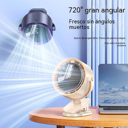 🌀 Ventilador manos libres con pantalla LED, clip integrado y 100 niveles de ajuste