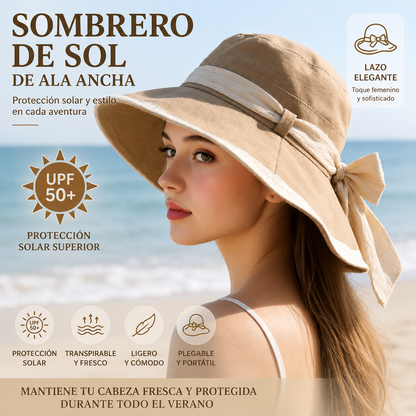 🌞📢 ¡50% de descuento! 👒 Sombrero de sol de ala ancha con lazo para mujer: ligero, transpirable y con protección UV 🌸