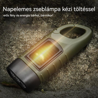 ⚡🔦 Napelemes zseblámpa kézi töltéssel – erős fény és energia bárhol, bármikor!