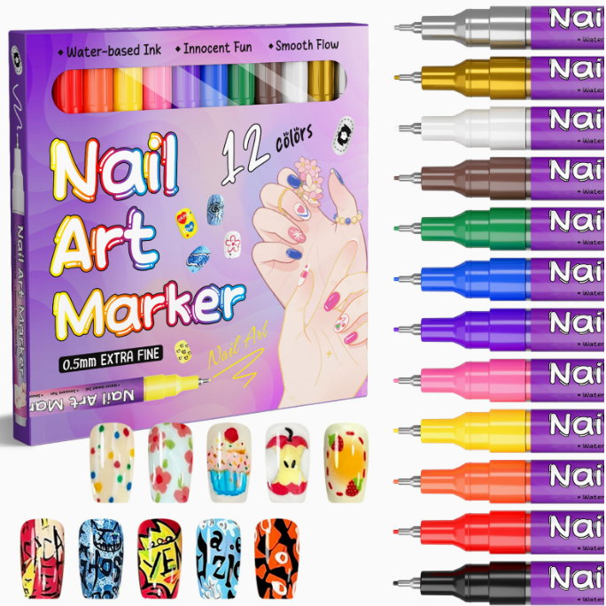 🥳Super výprodej 2026🥳💞 Prodeje překročily 50 000 kusů! ✨🎨12-barevné tužky na nehty💅🖌️