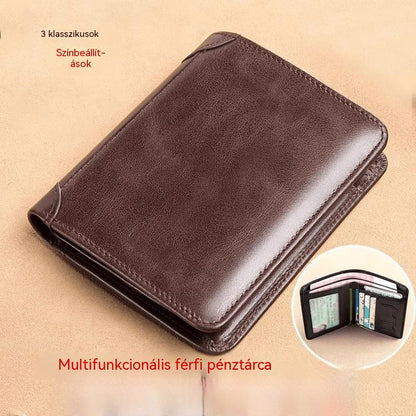 👝✨ Új férfi pénztárca valódi bőrből, lopásgátlóval