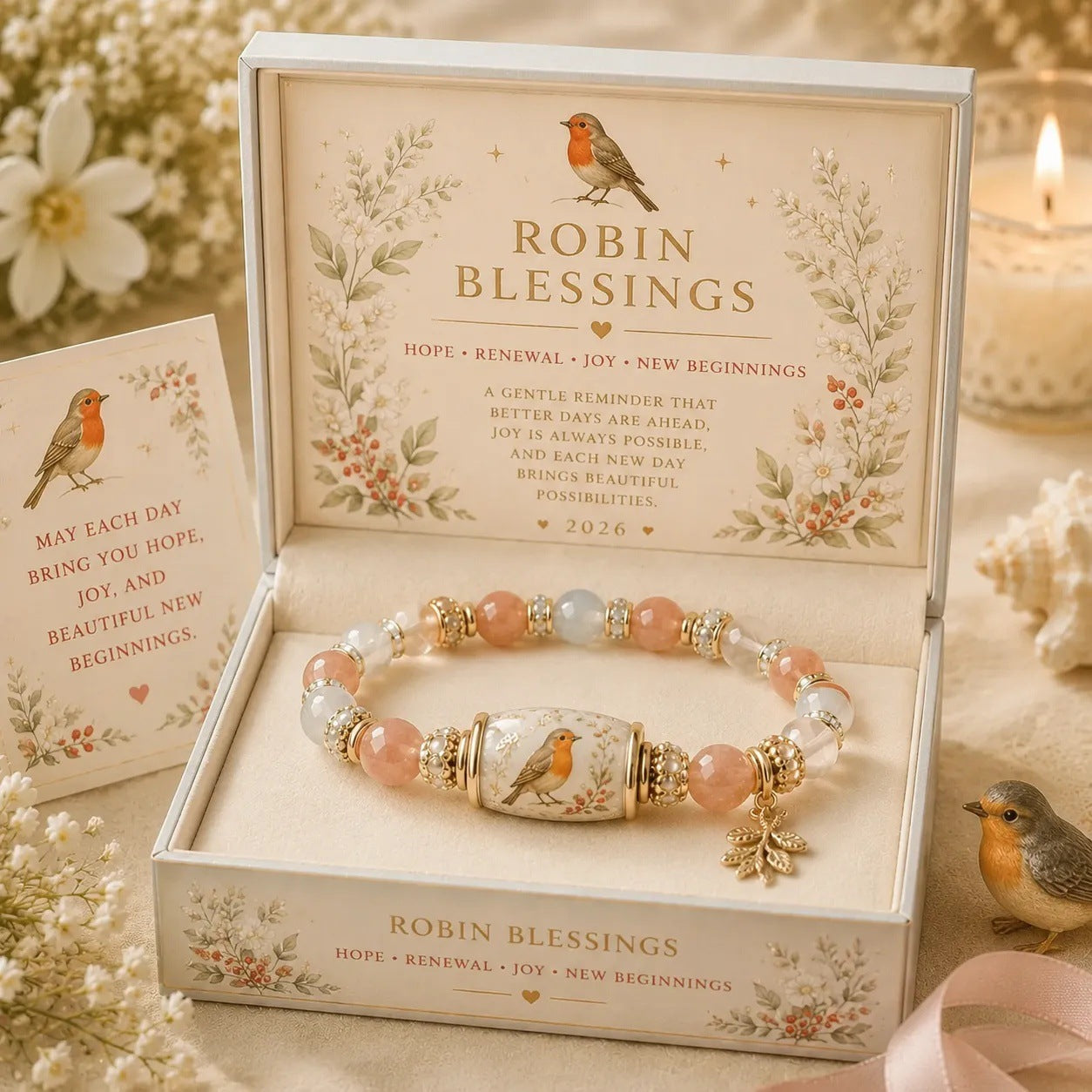 🔥🎁✨Pulsera de flores de cumpleaños de diciembre con colgante de rosa en forma de gota de aceite de aleación y pulsera de calcedonia🌸