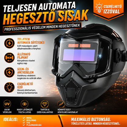 🔥😎Teljesen automatikus hegesztősisak cserélhető lámpával, fejre szerelhető, védőálarc hegesztőknek